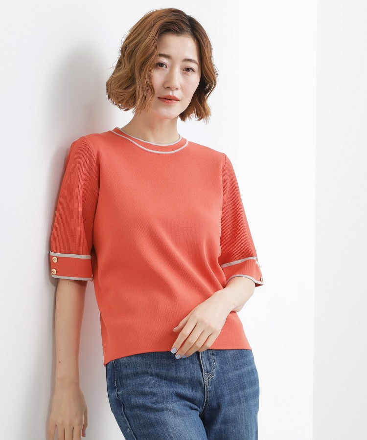 やわらかドライタッチ 袖メッシュ編みニット11