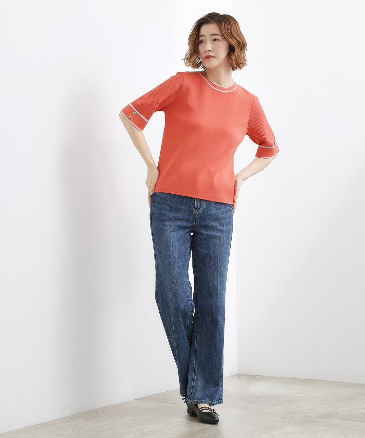 やわらかドライタッチ 袖メッシュ編みニット12