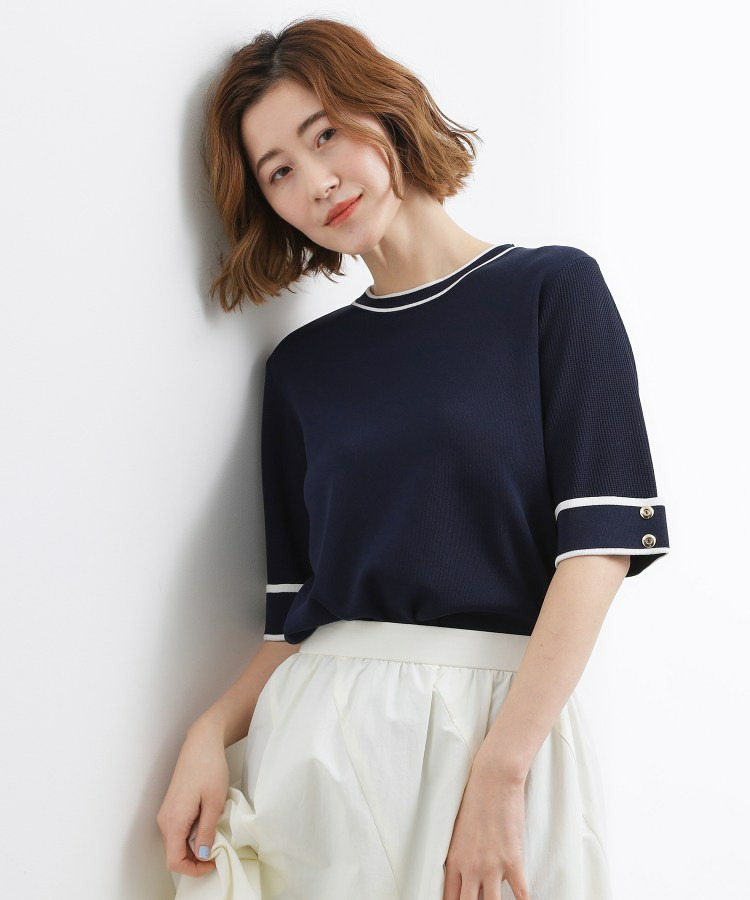 やわらかドライタッチ 袖メッシュ編みニット15