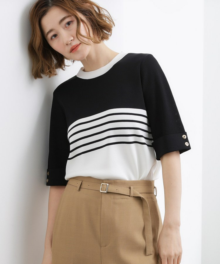 やわらかドライタッチ 袖メッシュ編みニット18