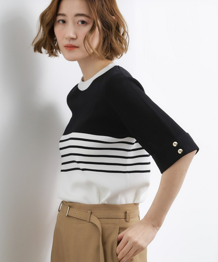 やわらかドライタッチ 袖メッシュ編みニット19