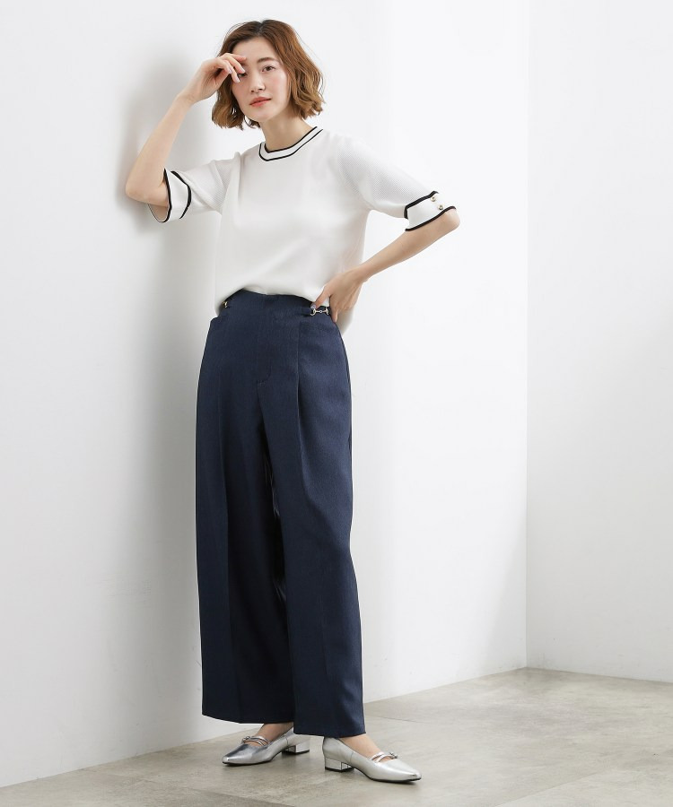 やわらかドライタッチ 袖メッシュ編みニット4