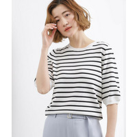 【シリーズ累計34万枚】やわらかドライタッチ 五分袖クルーネックニット