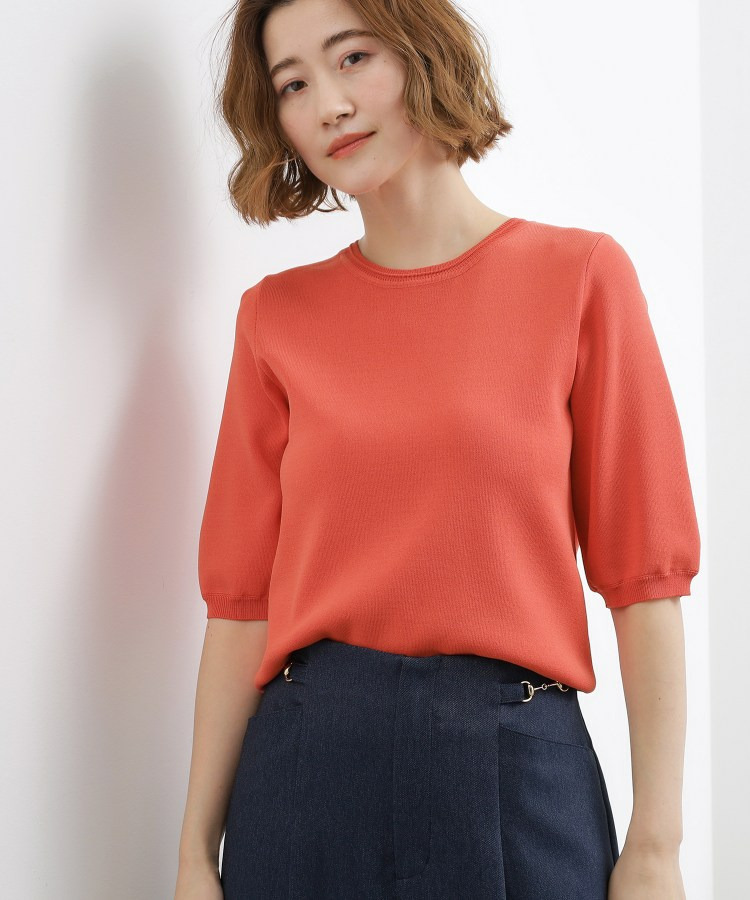 【シリーズ累計34万枚】やわらかドライタッチ 五分袖クルーネックニット18