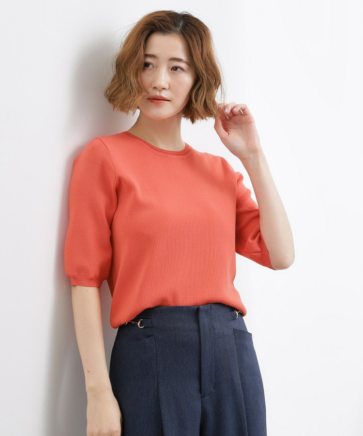 【シリーズ累計34万枚】やわらかドライタッチ 五分袖クルーネックニット19