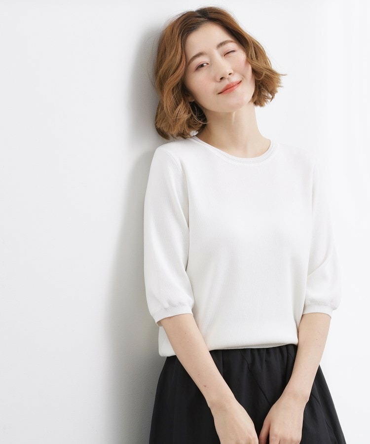 【シリーズ累計34万枚】やわらかドライタッチ 五分袖クルーネックニット2