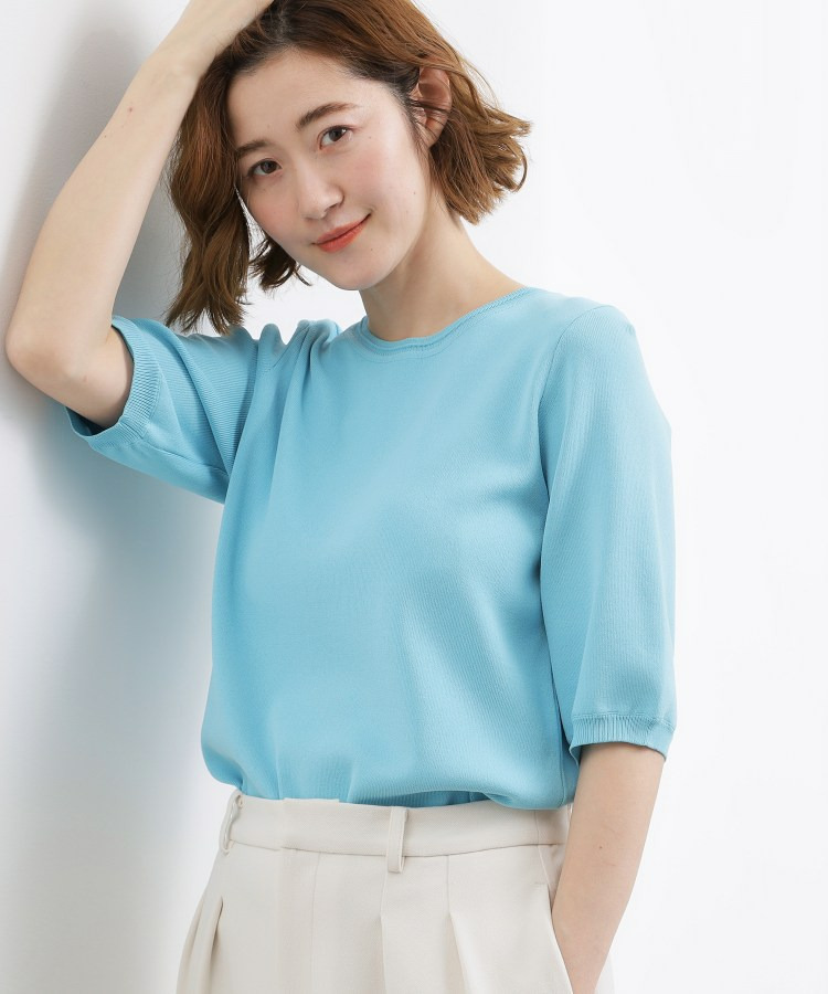 【シリーズ累計34万枚】やわらかドライタッチ 五分袖クルーネックニット22