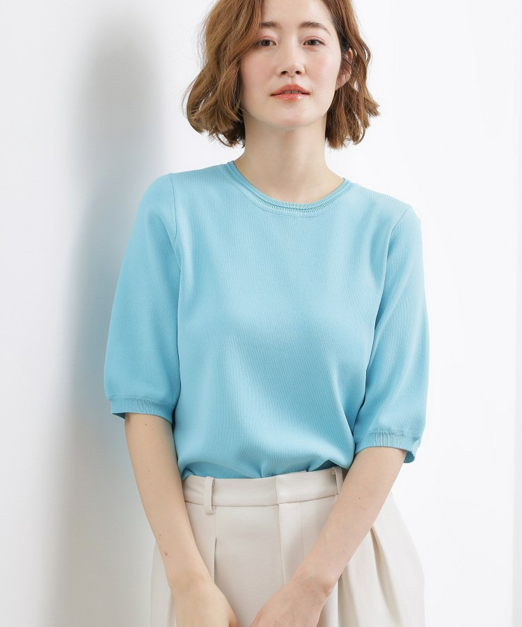 【シリーズ累計34万枚】やわらかドライタッチ 五分袖クルーネックニット23