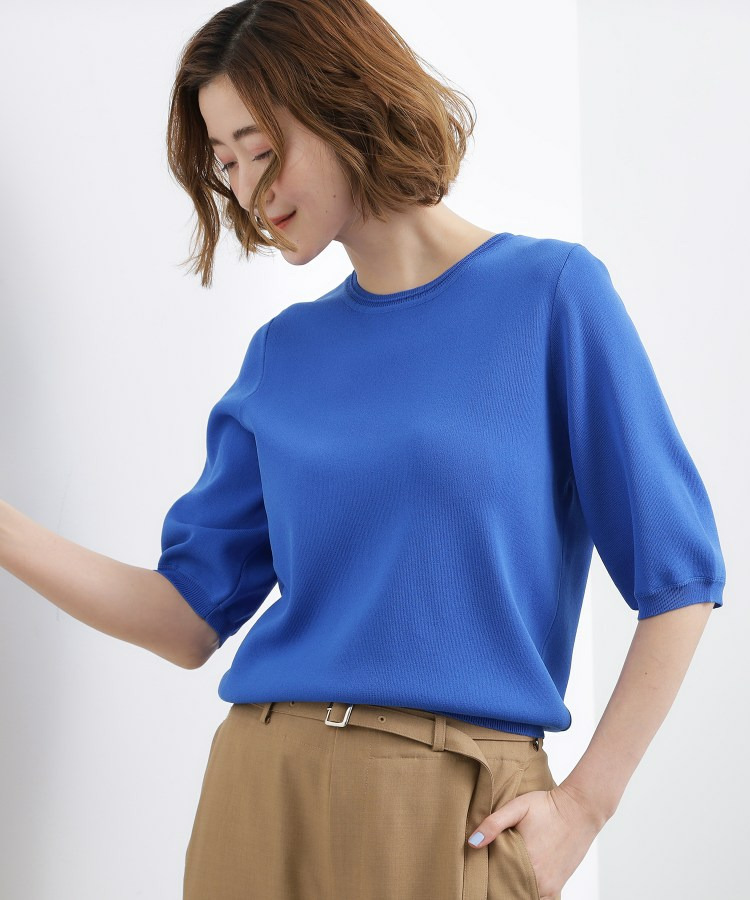 【シリーズ累計34万枚】やわらかドライタッチ 五分袖クルーネックニット26