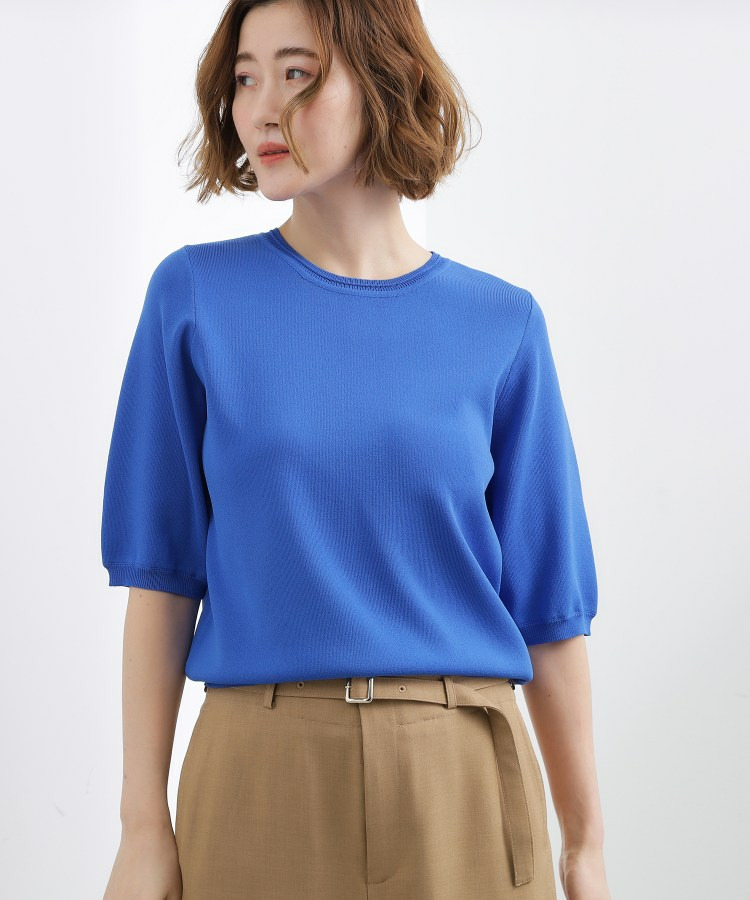 【シリーズ累計34万枚】やわらかドライタッチ 五分袖クルーネックニット27