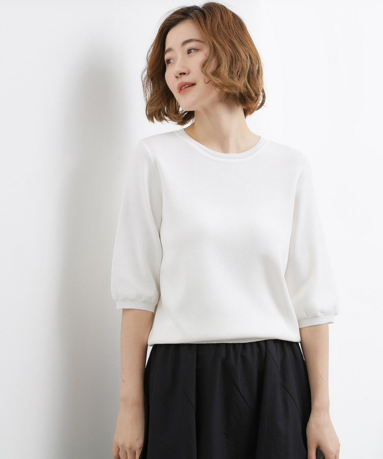 【シリーズ累計34万枚】やわらかドライタッチ 五分袖クルーネックニット1