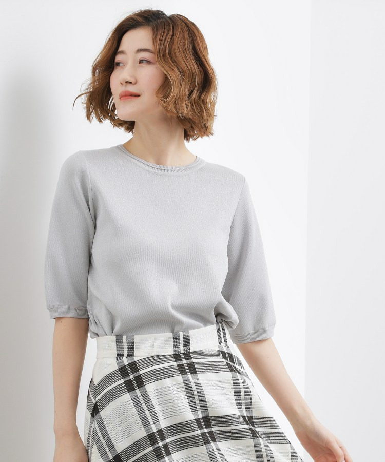 【シリーズ累計34万枚】やわらかドライタッチ 五分袖クルーネックニット1