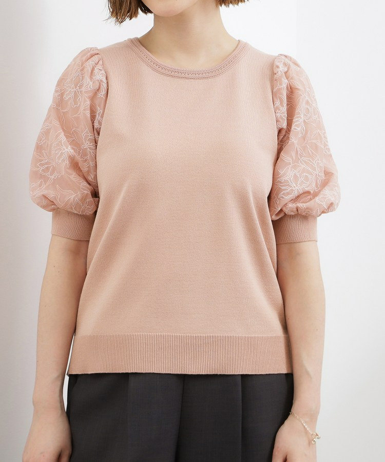 袖刺繍ハーフスリーブニットプルオーバー18