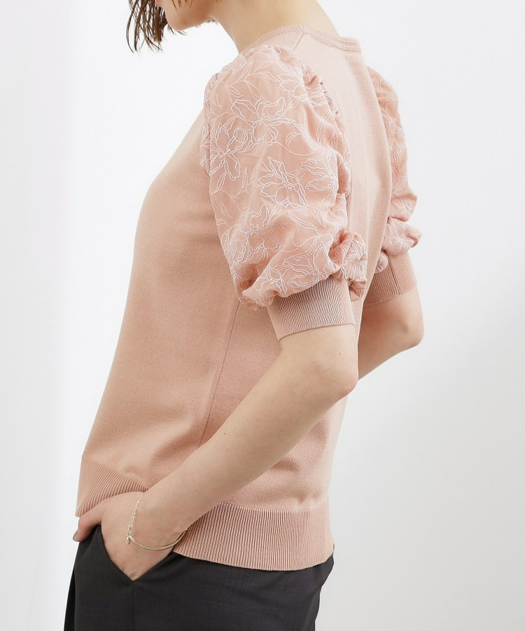 袖刺繍ハーフスリーブニットプルオーバー19