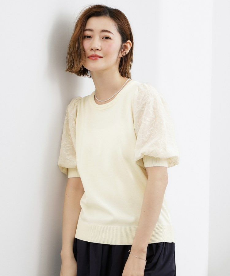 袖刺繍ハーフスリーブニットプルオーバー2