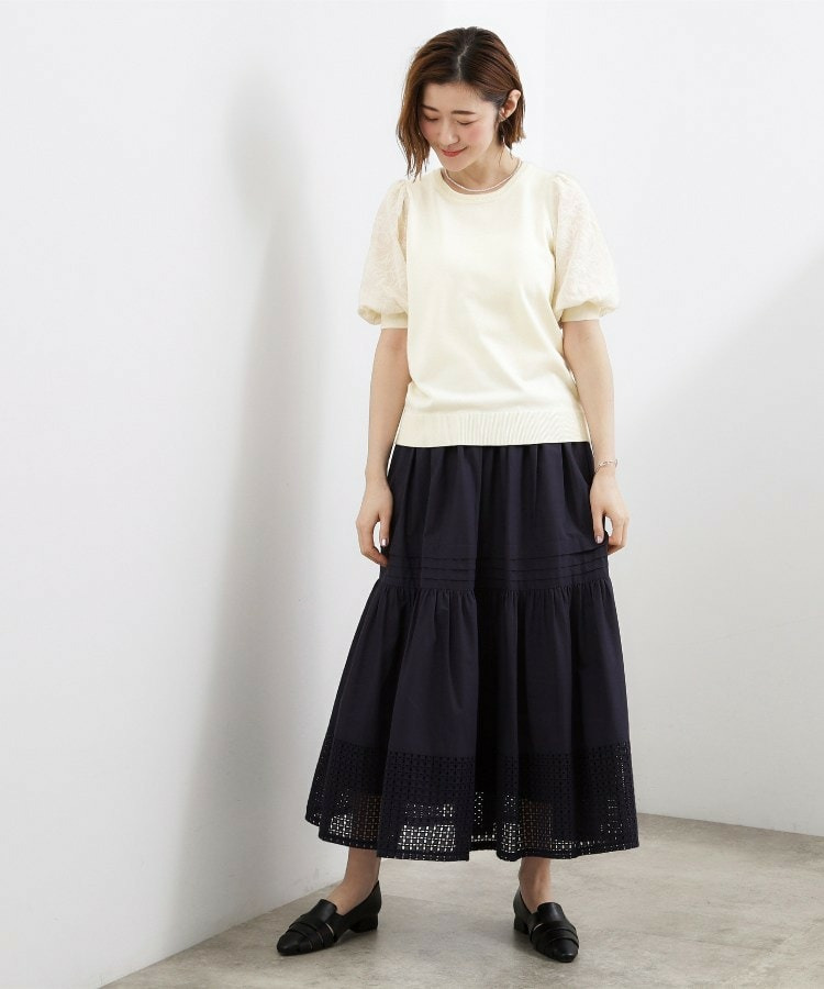 袖刺繍ハーフスリーブニットプルオーバー3