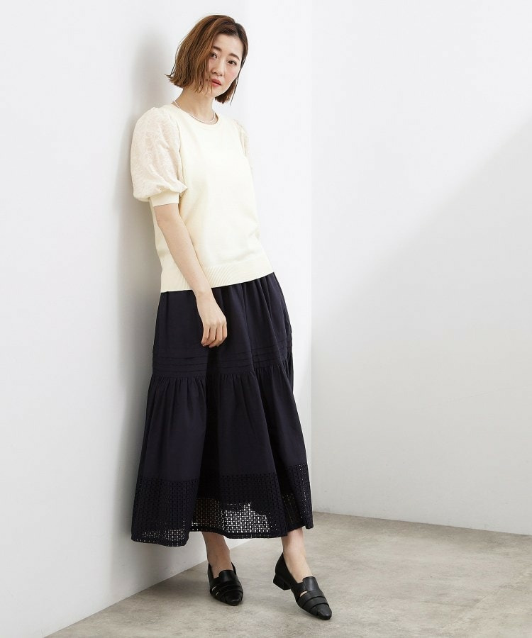 袖刺繍ハーフスリーブニットプルオーバー4