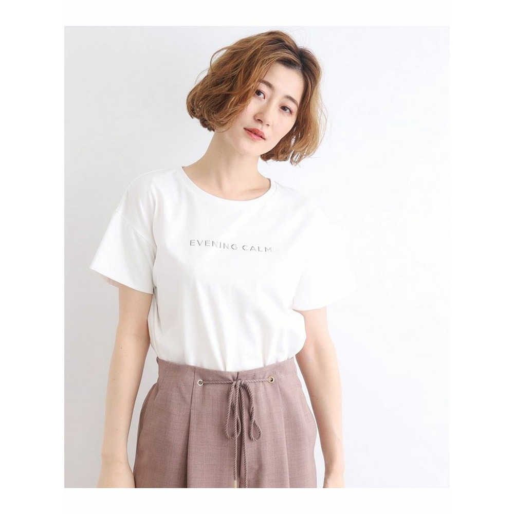 ＜接触冷感／UVカット／ご自宅で洗える＞袖フォルムプリントTシャツ オフホワイト(003) 1