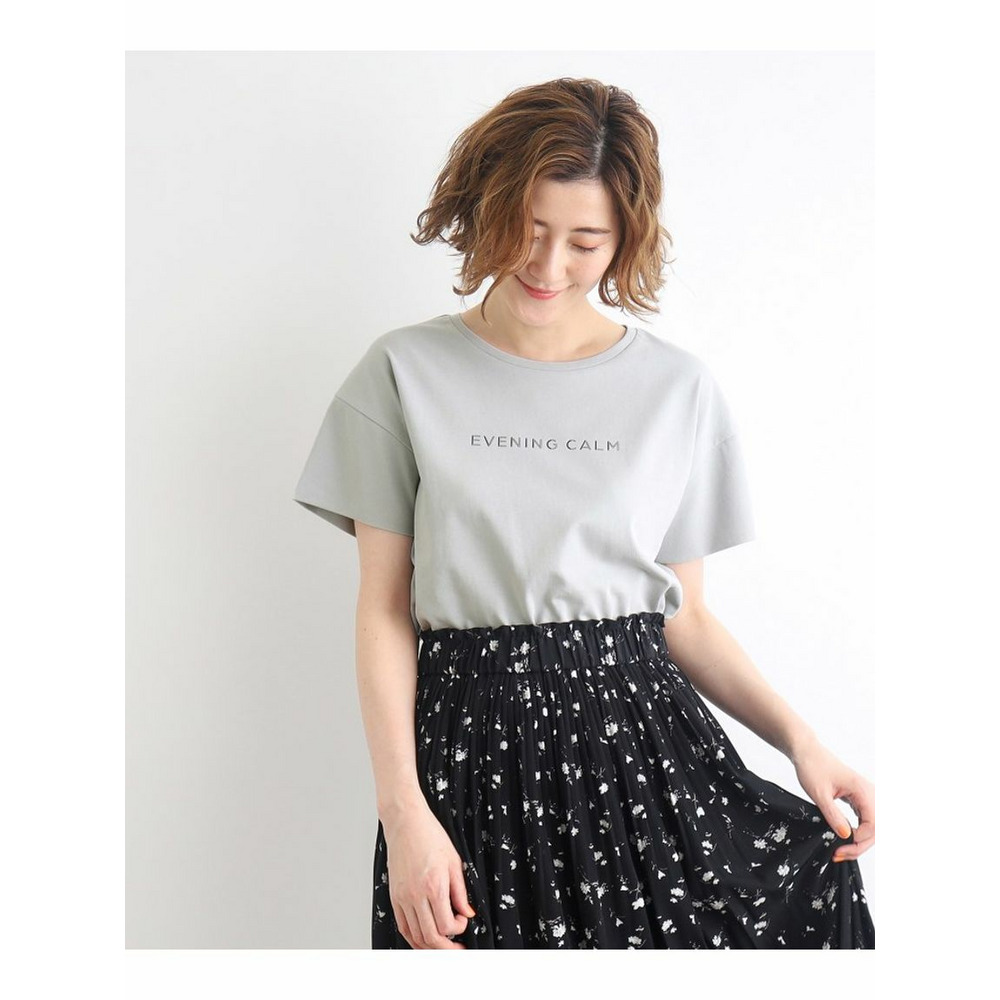 ＜接触冷感／UVカット／ご自宅で洗える＞袖フォルムプリントTシャツ ライトグレー(011) 1