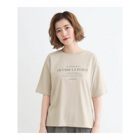 ＜接触冷感・UVカット・ご自宅で洗える＞ロゴプリント5分袖Tシャツ