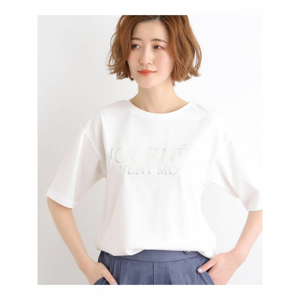 雑誌掲載商品【洗える／UVカット／接触冷感】5分袖ロゴTシャツ13