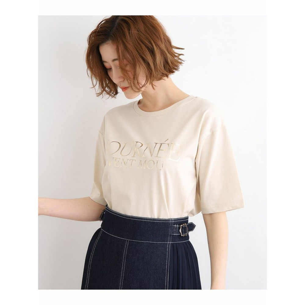 雑誌掲載商品【洗える／UVカット／接触冷感】5分袖ロゴTシャツ17