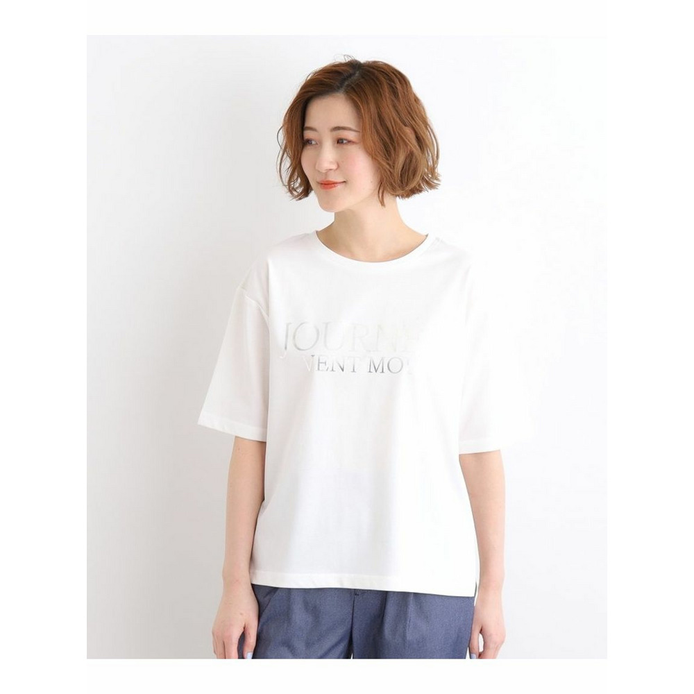 雑誌掲載商品【洗える／UVカット／接触冷感】5分袖ロゴTシャツ21