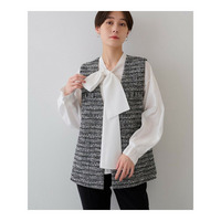 【2点セット／UVケア】ツイードジレ＆ボウタイブラウス カセット服