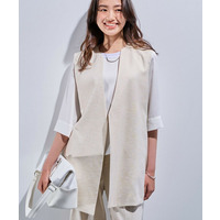 【こなれSETUP／ストライプ柄】リネンライクジレジャケット