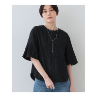 【洗える】フラワーカット刺繍フレアスリーブブラウス