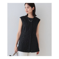 春SALE！【洗える】フラワーカット刺繍ノースリーブブラウス
