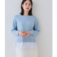 【洗える】レイヤード風シャツコンビニット