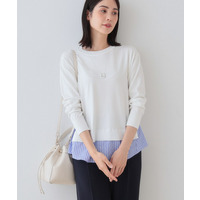 【洗える】レイヤード風シャツコンビニット