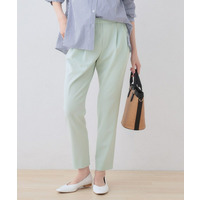 【洗える／ストレッチ】タックテーパードパンツ