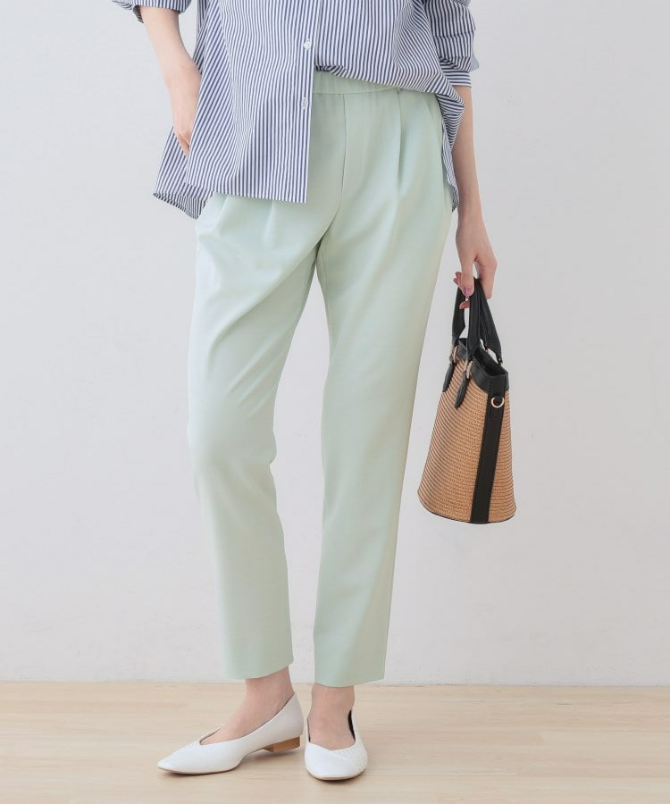 【洗える/ストレッチ】タックテーパードパンツ1