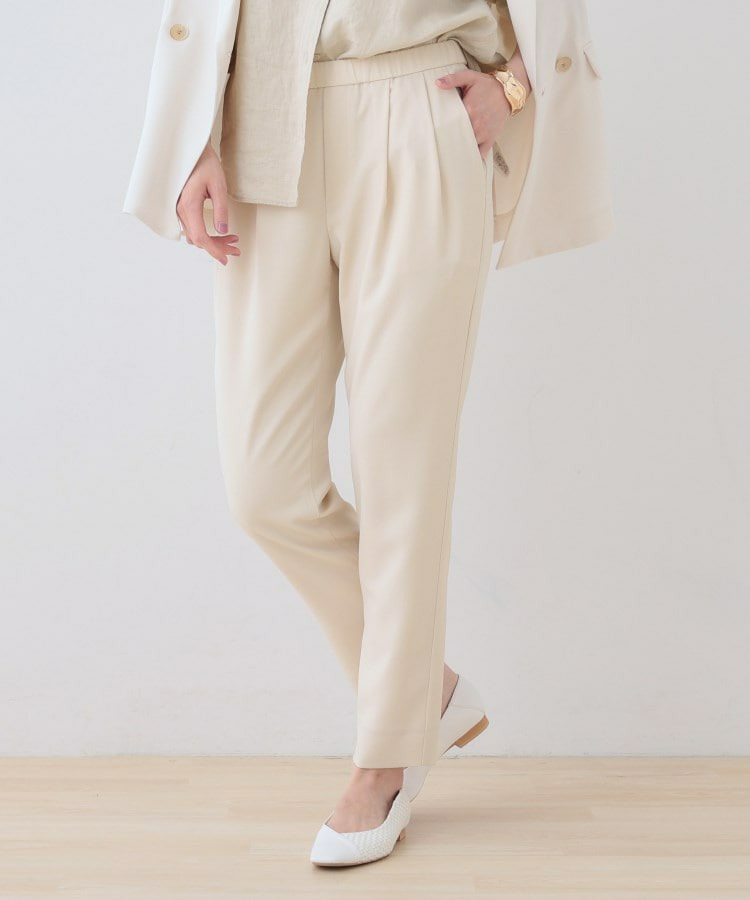 【洗える/ストレッチ】タックテーパードパンツ1