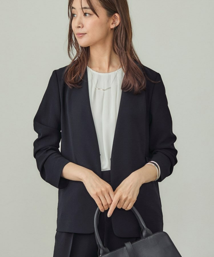 【洗える/UVケア】ノーカラー ナロージャケット1