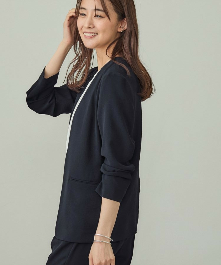 【洗える/UVケア】ノーカラー ナロージャケット11