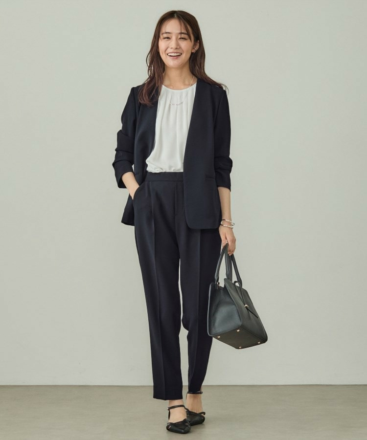 【洗える/UVケア】ノーカラー ナロージャケット13