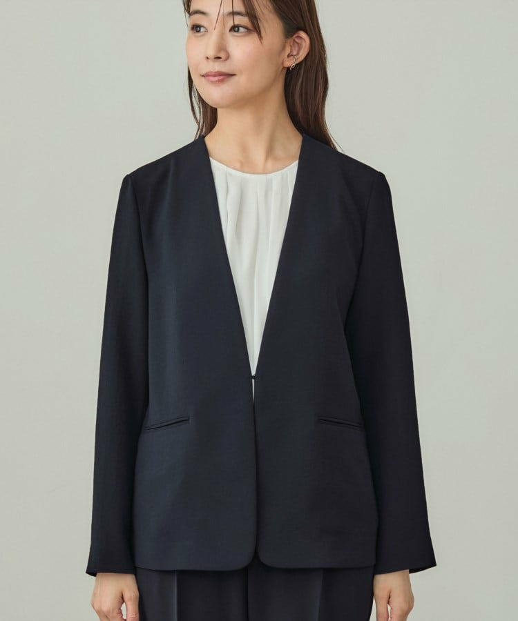 【洗える/UVケア】ノーカラー ナロージャケット15