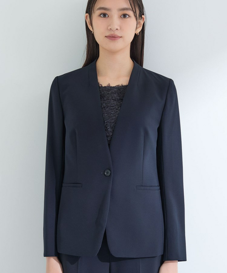 【洗える/UVケア】ストレッチノーカラージャケット15