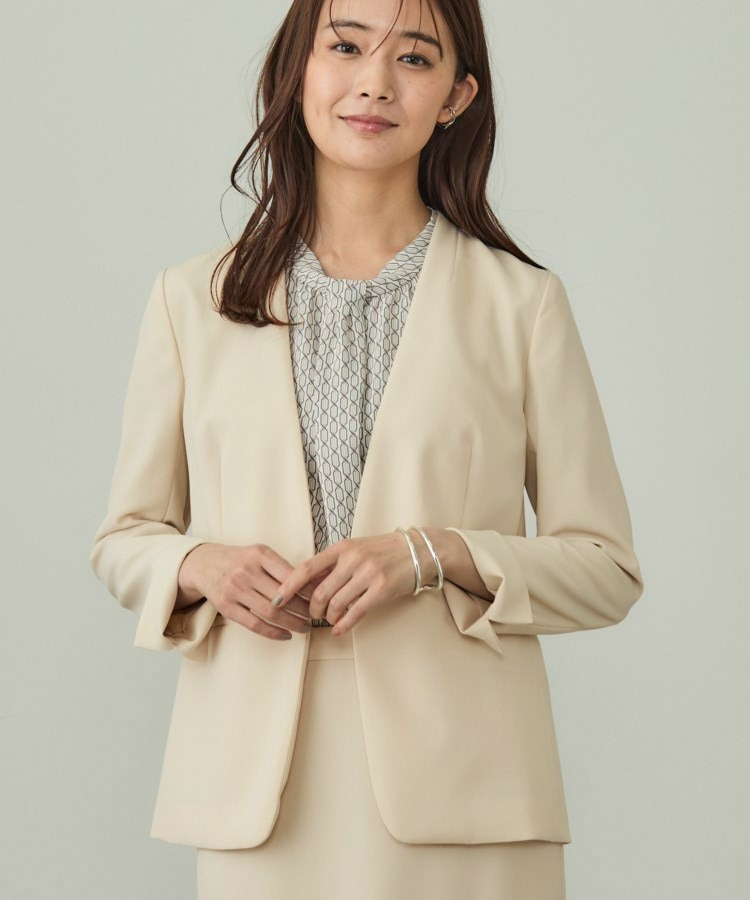 【洗える/UVケア】ストレッチノーカラージャケット1