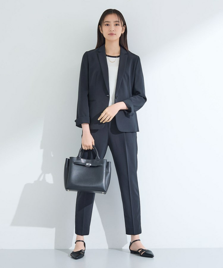 【洗える/UVケア】ストレッチ タックテーパードパンツ13