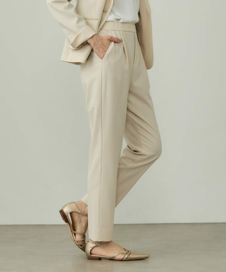 【洗える/UVケア】ストレッチ タックテーパードパンツ3