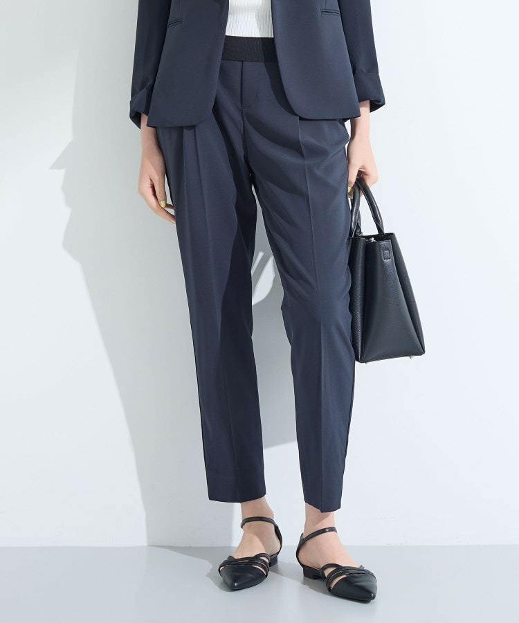 【洗える/UVケア】ストレッチ タックテーパードパンツ1