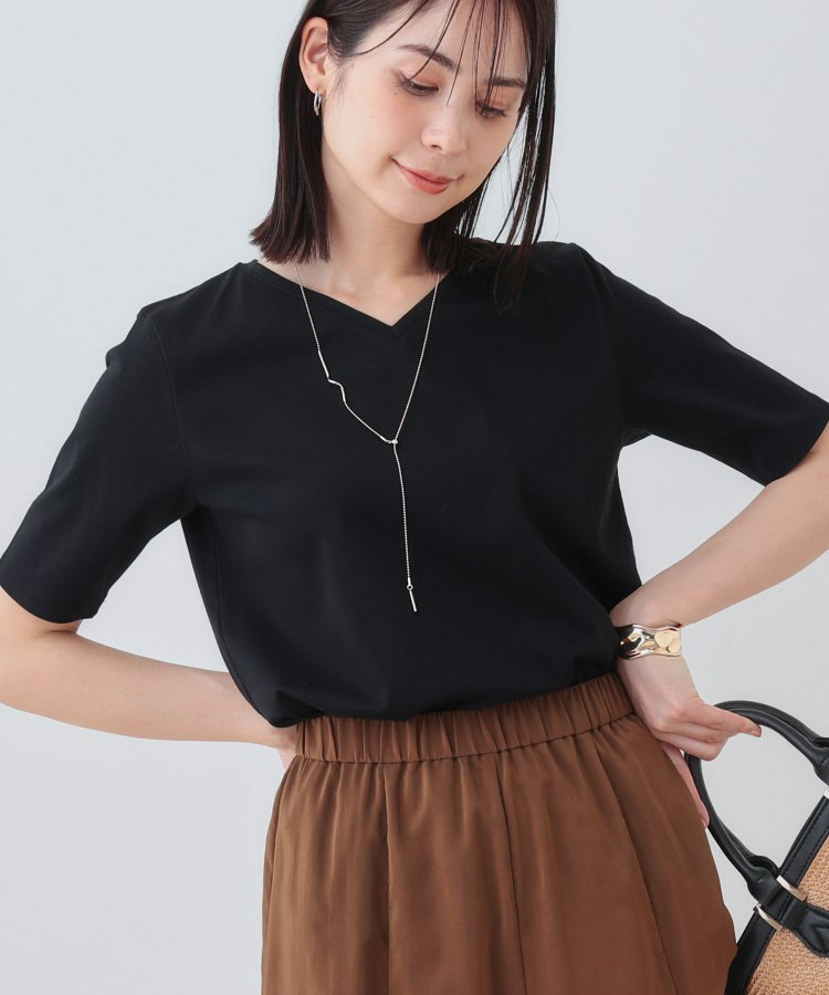 【洗える】シンプルVネックTシャツ1