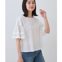 チュールスリーブカットソー