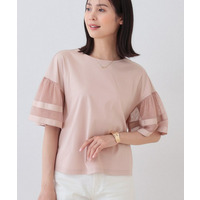 チュールスリーブカットソー