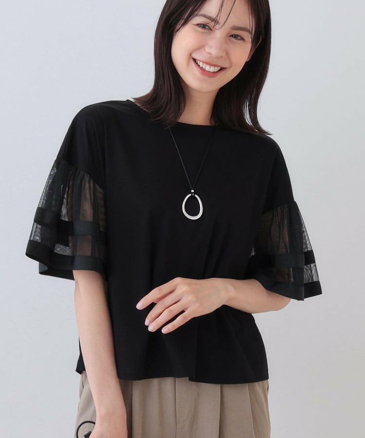 チュールスリーブカットソー1