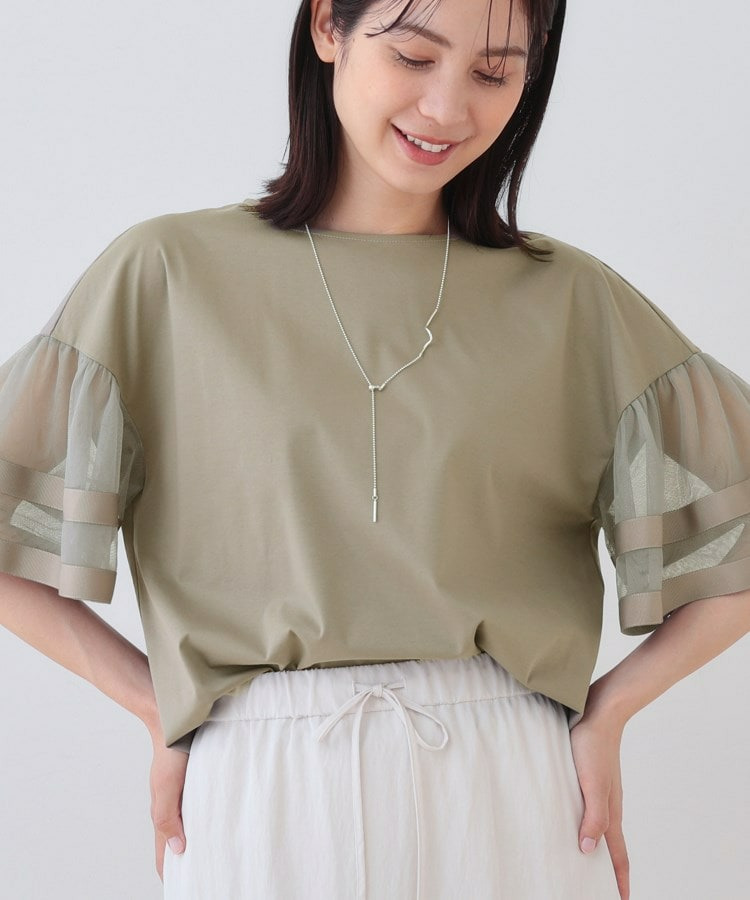 チュールスリーブカットソー1